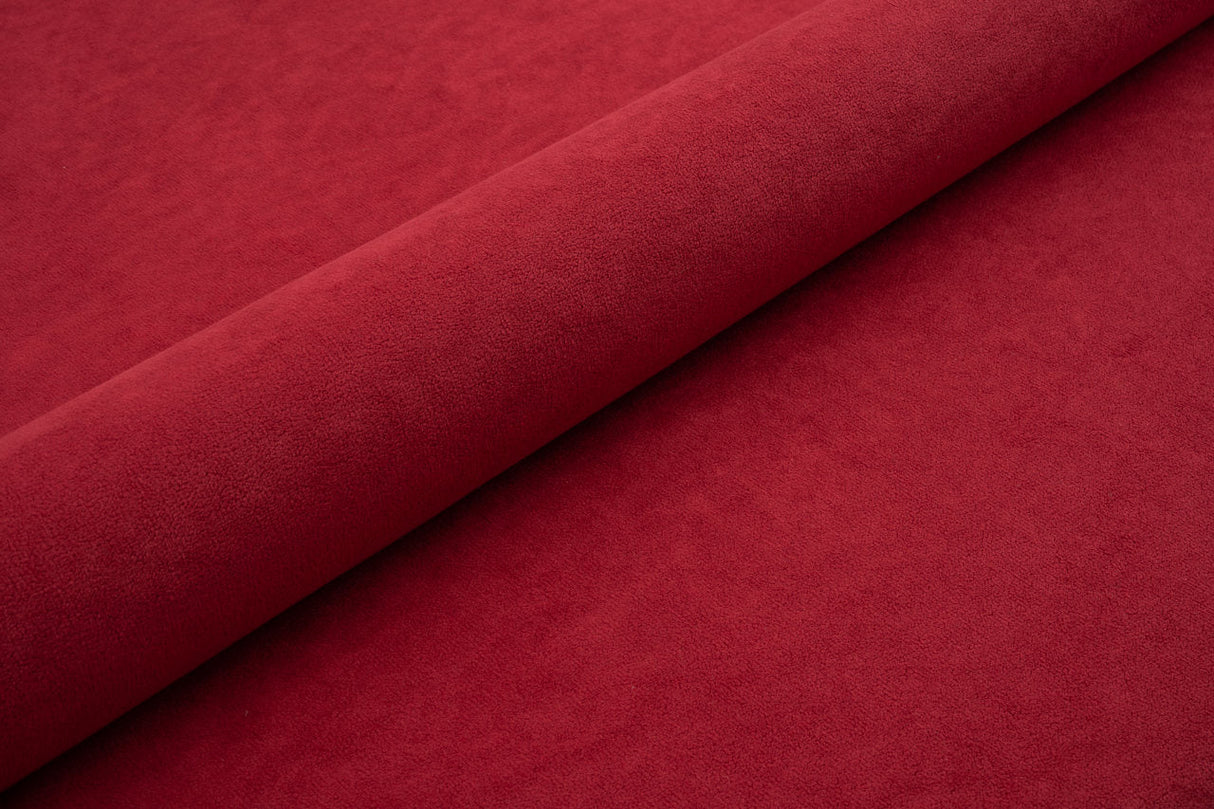 VINRØD TYK MAT VELOUR MØBELSTOF MED FLEECEBAGSIDE