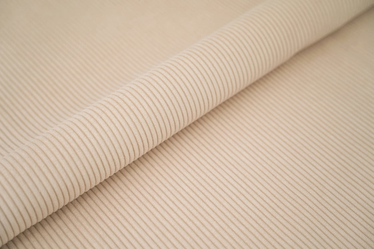 KRÄMFÄRGAD CORD MÖBELTYG – 5 MM RIBBAD SAMMET