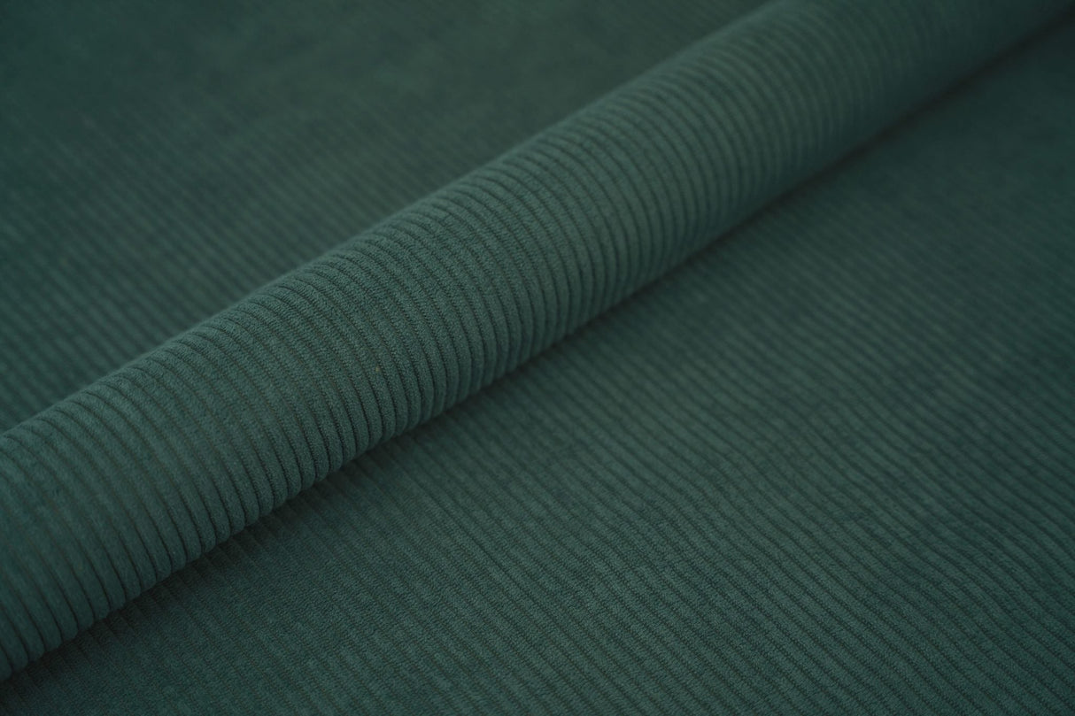 FLASKGRÖN CORD MÖBELTYG – 5 MM RIBBAD SAMMET