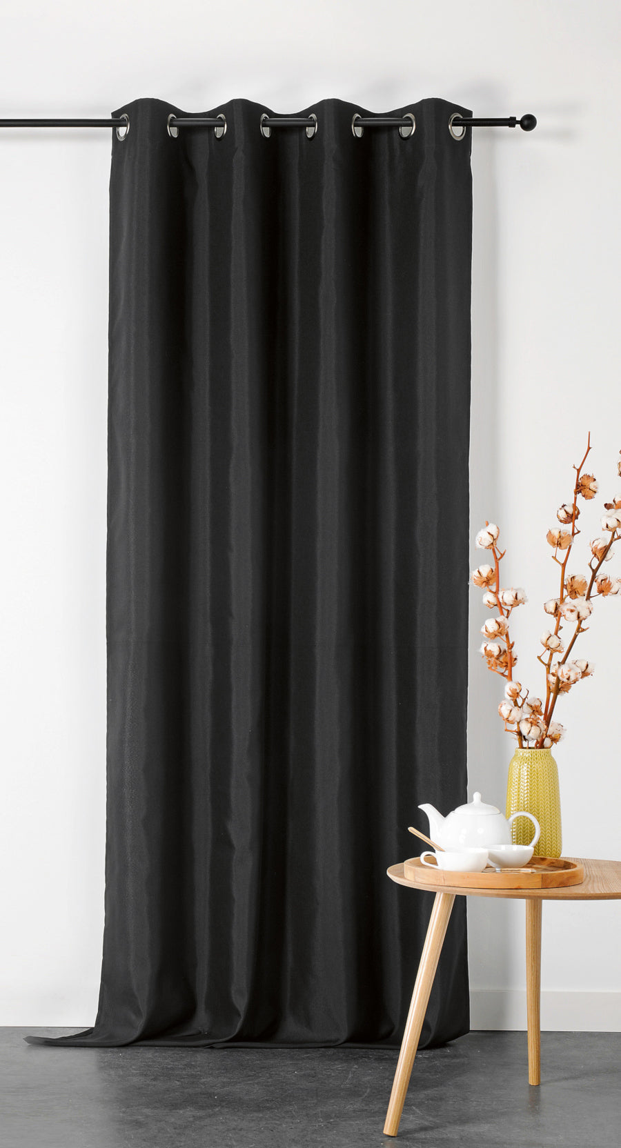 BRANDHÄMMANDE PANAMA GARDINTYG - SVART