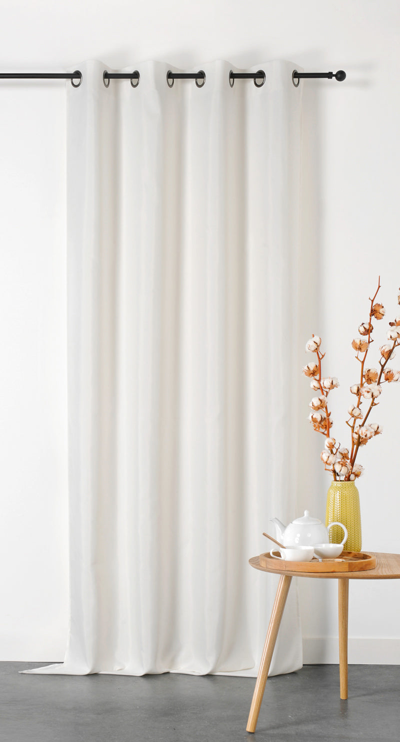 BRANDHÆMMENDE PANAMA GARDINSTOF - HVID