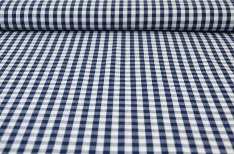 NAVY 6,5 MM GINGHAM RUTOR – OEKO-TEX BOMULL, LÄTT & ANDNINGSBART