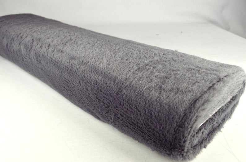 MÖRKGRÅ MJUK PLYSCH – 10 MM LUGG & TVÄRSGÅENDE STRETCH