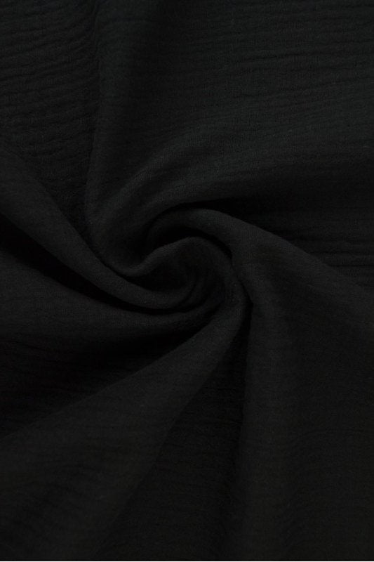 SVART DOUBLE GAUZE MUSSLIN – MJUK & ANDNINGSBAR