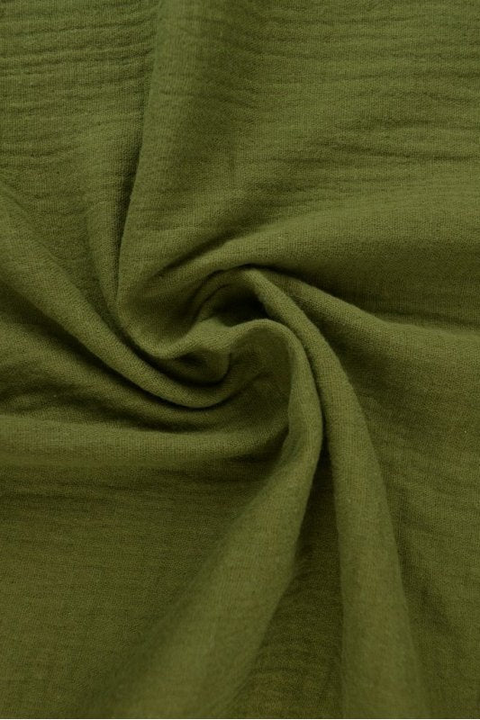 MOSSGRÖN DOUBLE GAUZE MUSSLIN – MJUK & ANDNINGSBAR