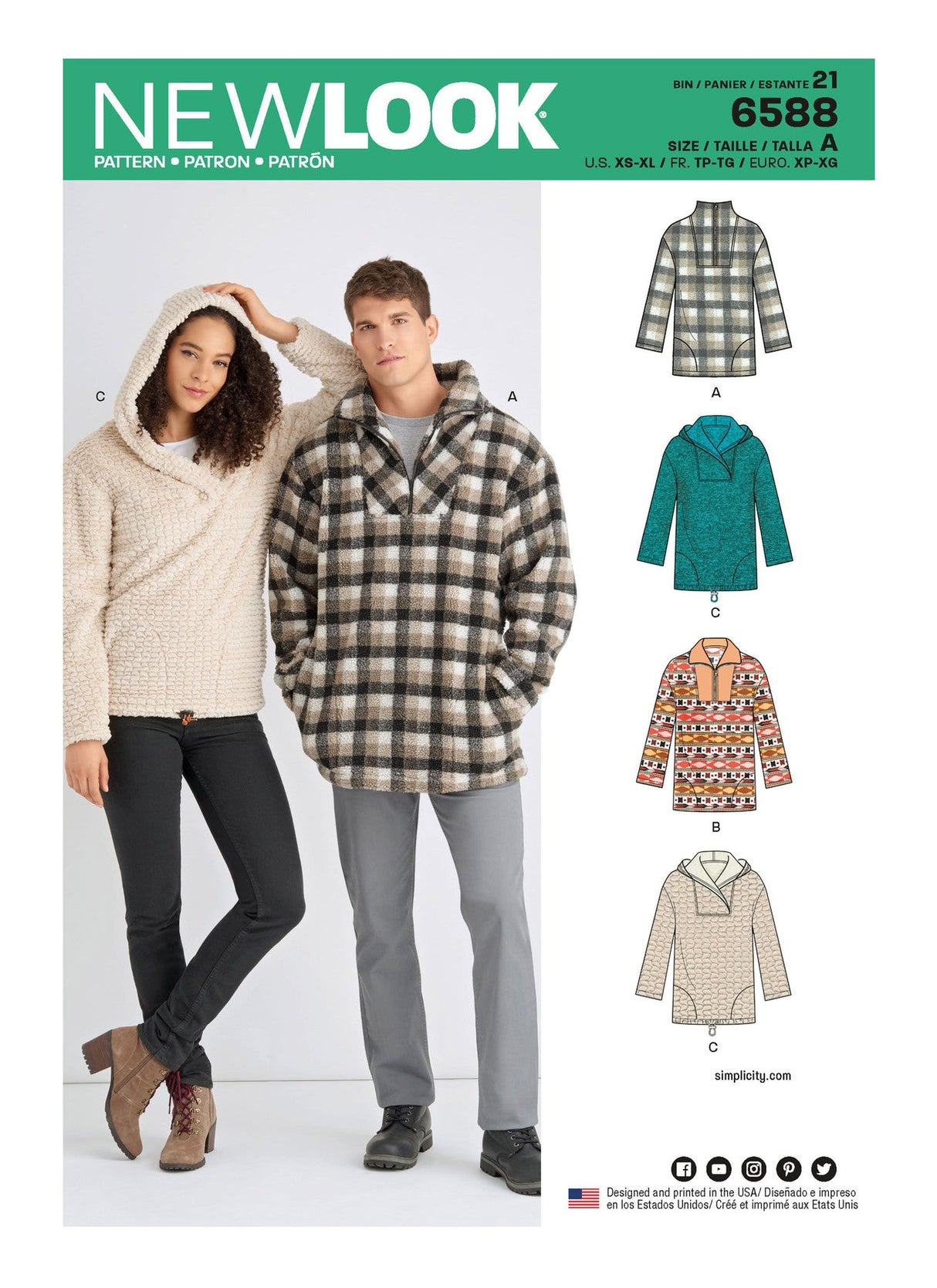 NEW LOOK SYMØNSTER TIL UNISEX OVERTRØJE I 3 VERSIONER