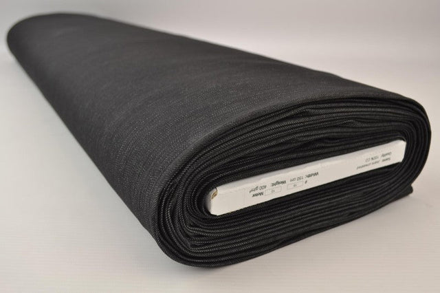 MÖRK ANTRACIT OTVÄTTAT DENIM MED STRETCH – 300 G/M²