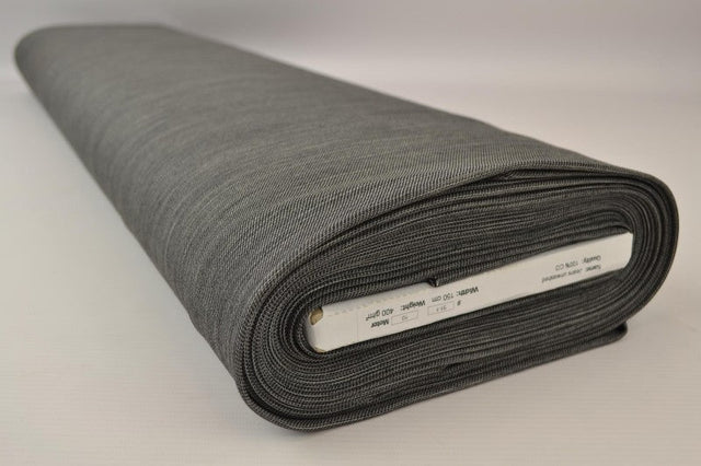 KYLIG MELLANGRÅ OTVÄTTAT DENIM MED STRETCH – 300 G/M²