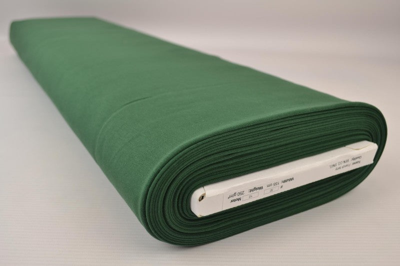 MÖRKGRÖN FRENCH TERRY – MJUK BOMULLSSTICKAD METERVARA MED STRETCH