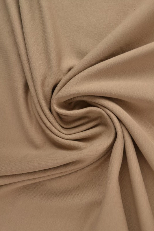 TAUPE FRENCH TERRY – MJUK BOMULLSSTICKAD METERVARA MED STRETCH