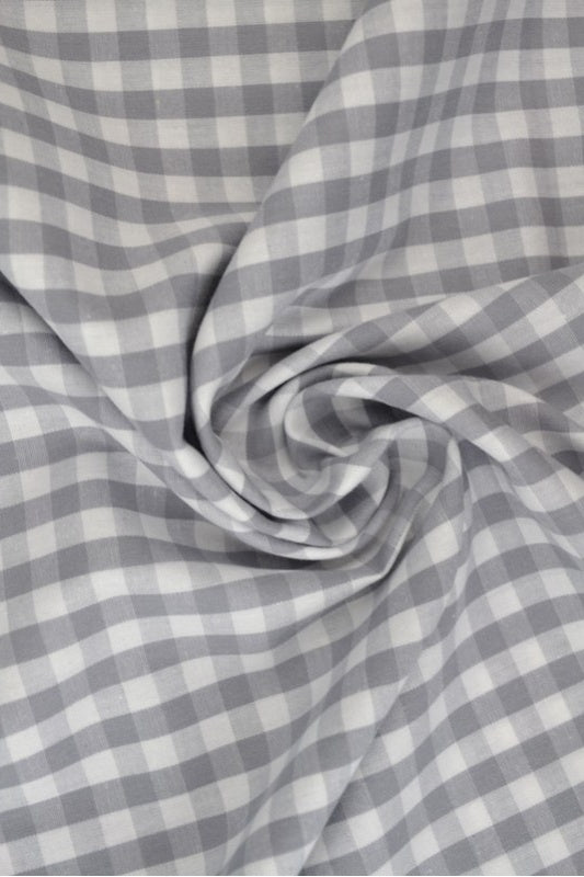 GRÅ 6,5 MM GINGHAM RUTOR – OEKO-TEX BOMULL, LÄTT & ANDNINGSBART