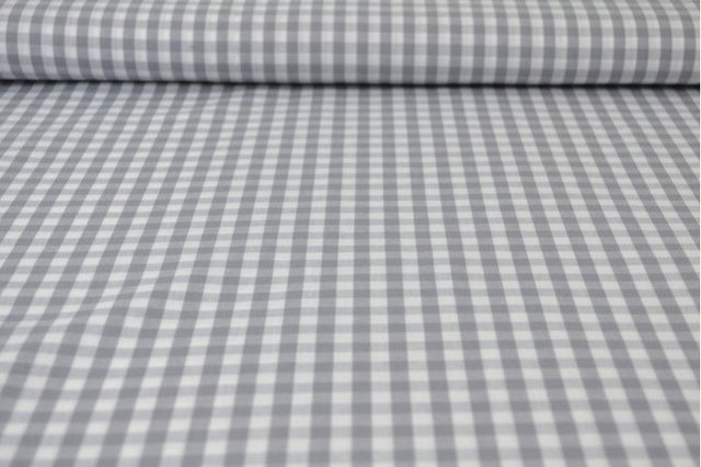 GRÅ 6,5 MM GINGHAM RUTOR – OEKO-TEX BOMULL, LÄTT & ANDNINGSBART