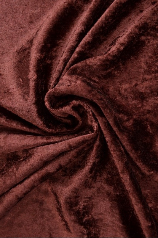 RÖDBRUN KROSSAD VELOUR – STICKAD, STRETCHIG & GLANSFULLT FALL