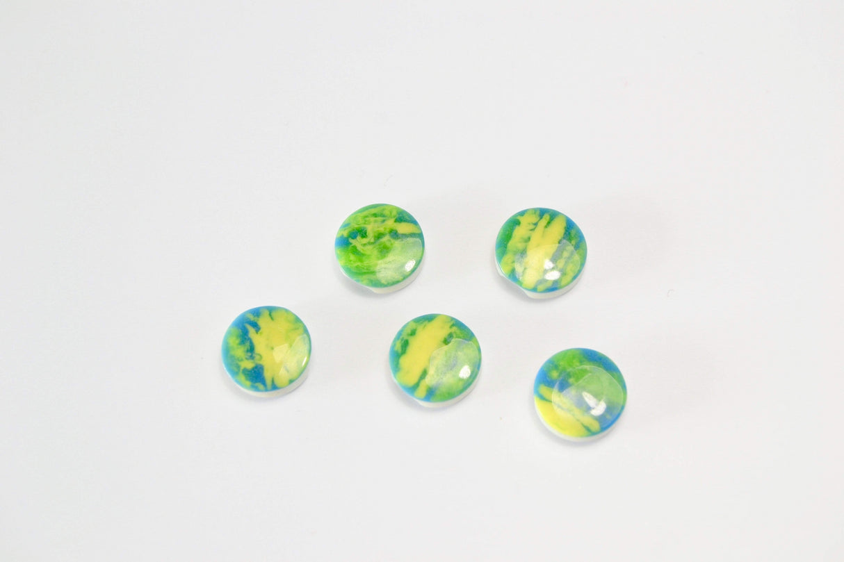 KNAPPER MED GRØN/BLÅ MØNSTER 5 STK.