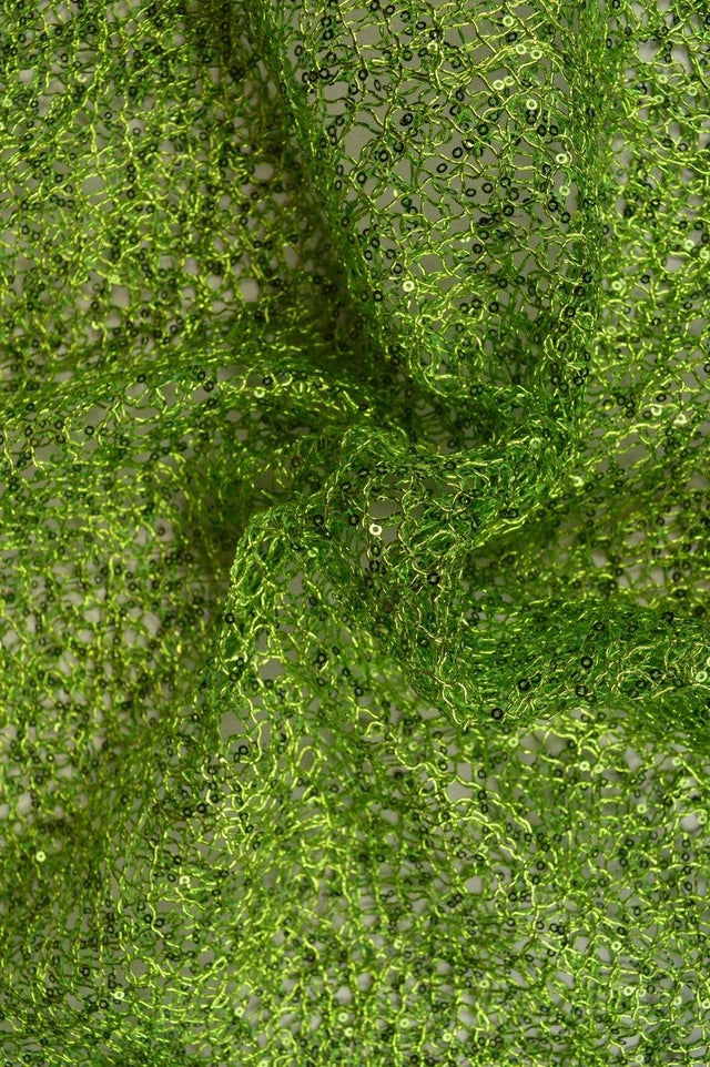 LIMEGRÖNT NÄTPALJETTTYG – SMÅ 2–3 MM PALJETTER, UTAN STRETCH
