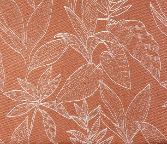Isolerende jacquard med bladmotiv og fleecebagside — brændt orange, stofprøve