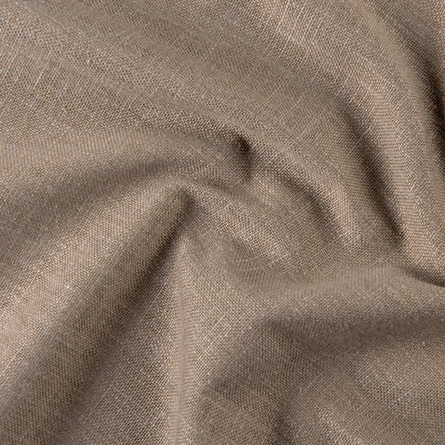 Tungt hørlook gardinstof — taupe, stofprøve