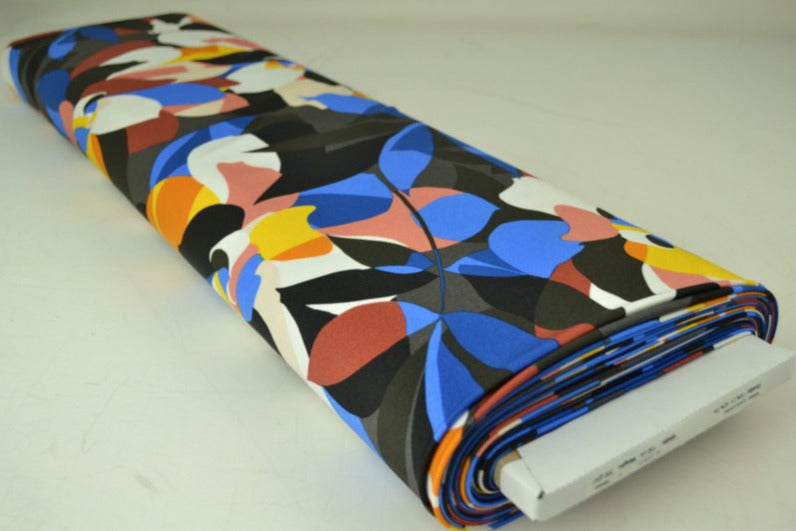 LYCRA – STILISERET BLOMSTERPRINT (FLERFARVET), 4-VEJS STRÆK & HURTIGTØRRENDE