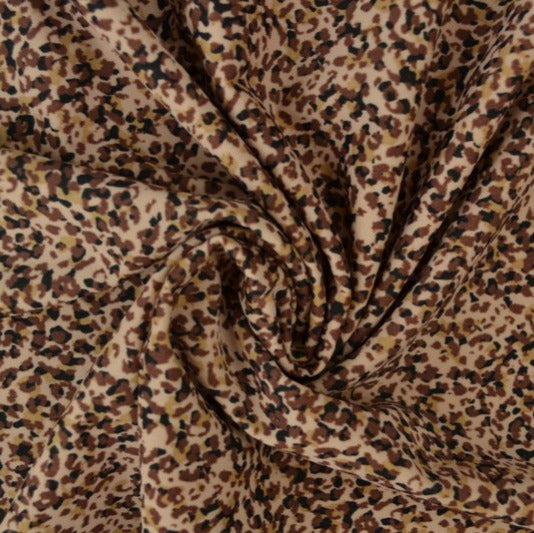 BEIGE LYCRA – LEOPARDMÖNSTER, 4-VÄGS STRETCH & SNABBTORKANDE