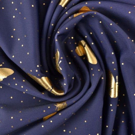 LILA LYCRA – FJÄRILSMÖNSTER, 4-VÄGS STRETCH & SNABBTORKANDE