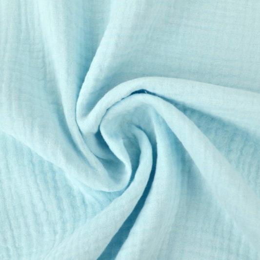LYSEBLÅ DOUBLE GAUZE MUSSELIN – BLØD & ÅNDBAR