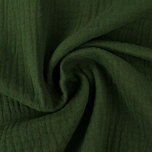 MØRKEGRØN DOUBLE GAUZE MUSSELIN – BLØD & ÅNDBAR