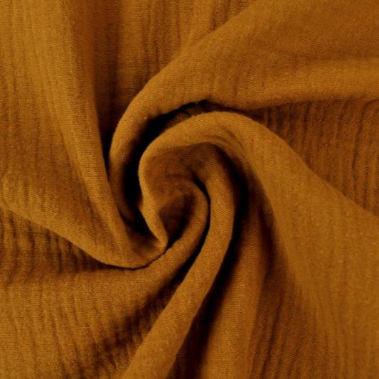 MÖRK CURRYGUL DOUBLE GAUZE MUSSLIN – MJUK & ANDNINGSBAR