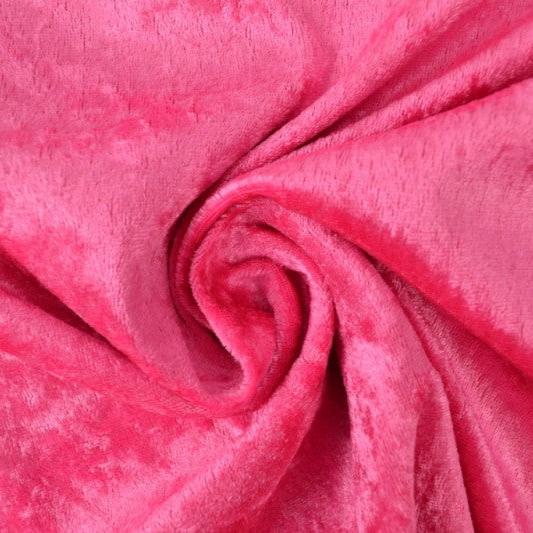 FUCHSIA NERVØS VELOUR – STRIKKET, STRÆKBAR & GLANSFULDT FALD
