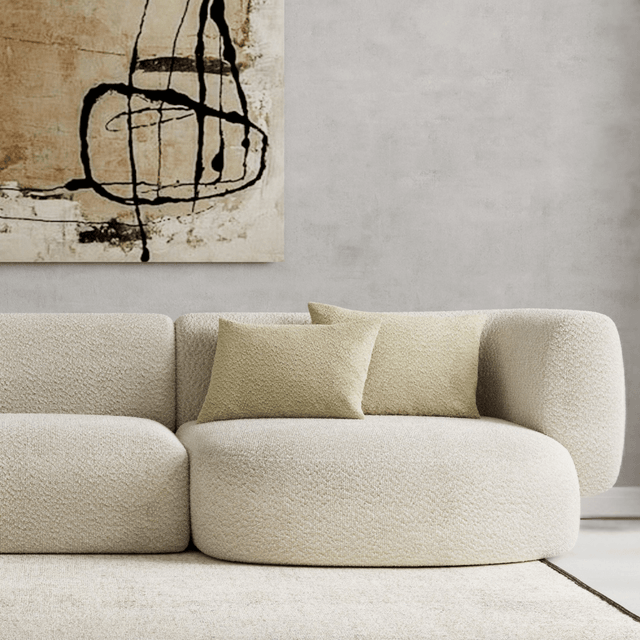 RØGET OLIVENBRUN SANDU MØBELSTOF – BOUCLÉ-LOOK & BRANDHÆMMENDE