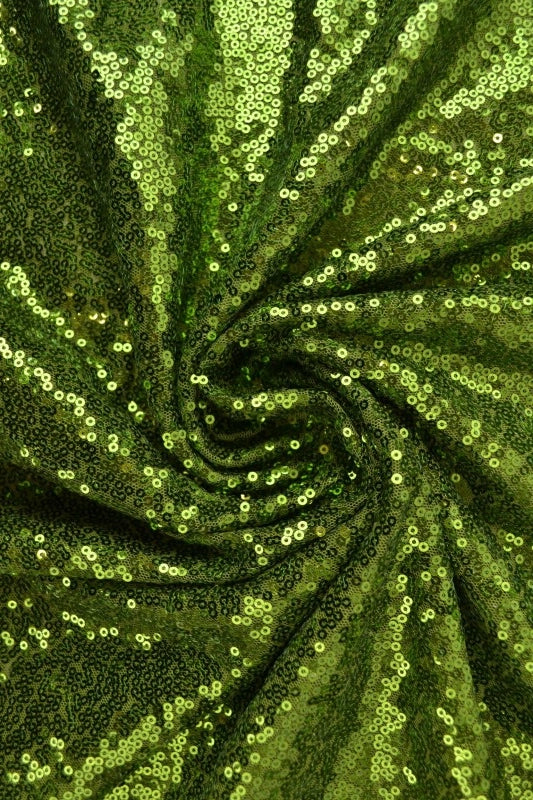 MOSSGRÖN PALJETTYG – SMÅ 3–4 MM PALJETTER & ENVÄGSSTRETCH