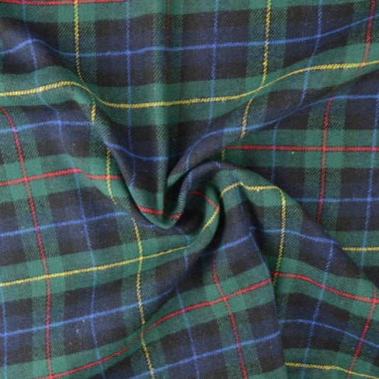 SORT OG GRØN SKOTSKTERNET FLANNEL M. BLÅ RØDE OG GULE STRIBER