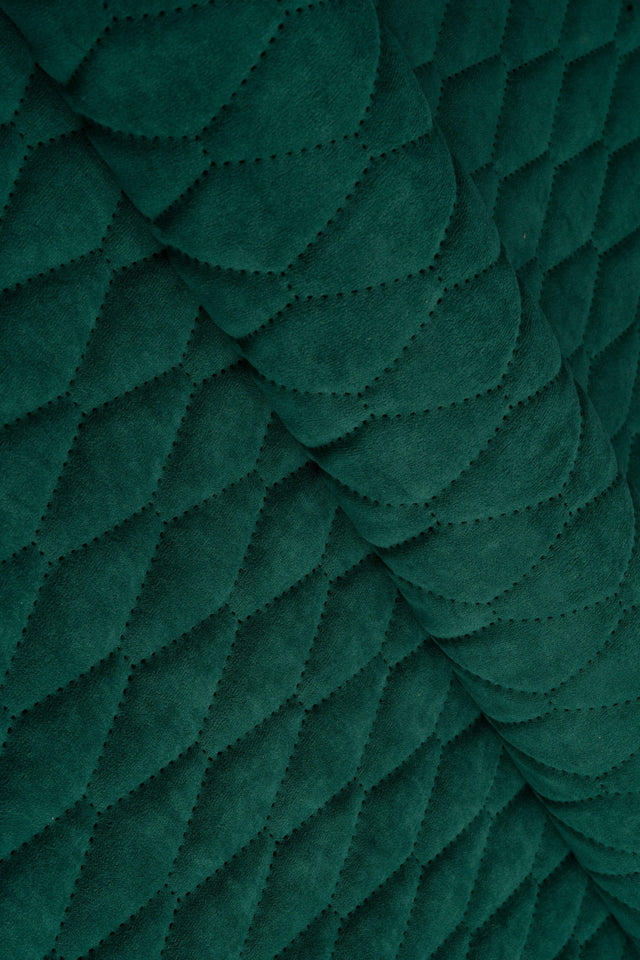 DÆMPET GRANGRØN UTTARIO VELVET 3D – QUILTET VELOUR MED BLADMØNSTER