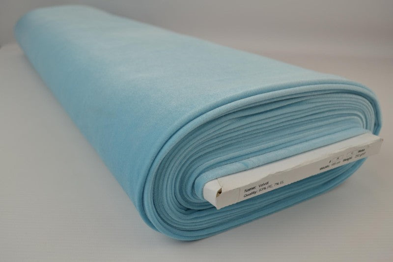 BLÅ VELOUR MED STRETCH – MJUK STICKAD KVALITET