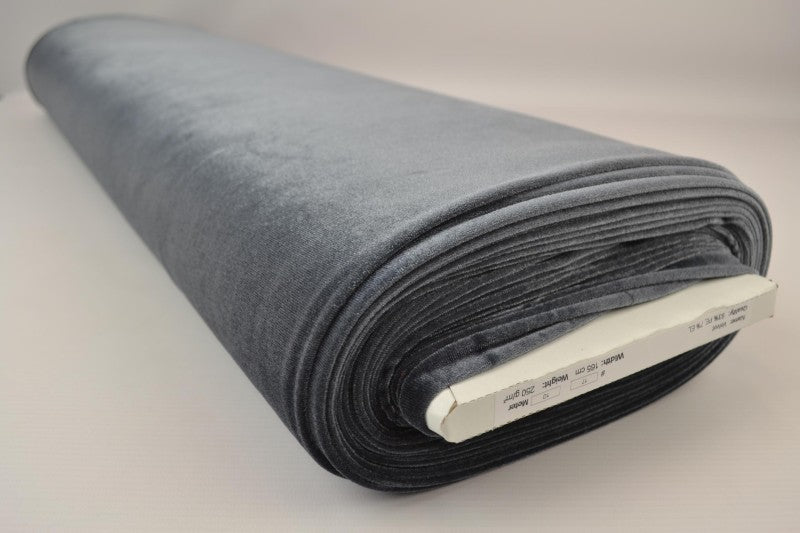 MÖRKGRÅ VELOUR MED STRETCH – MJUK STICKAD KVALITET