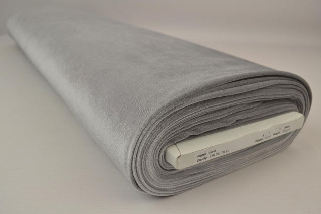 GRÅ VELOUR MED STRETCH – MJUK STICKAD KVALITET