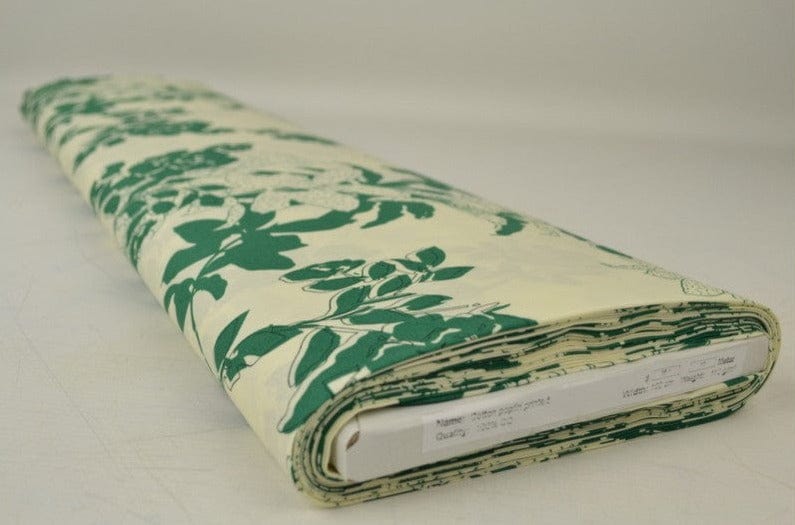 G&M Bomuldspoplin BOMULDSPOPLIN M. GRØNNE BLOMSTERSILHOUETTER