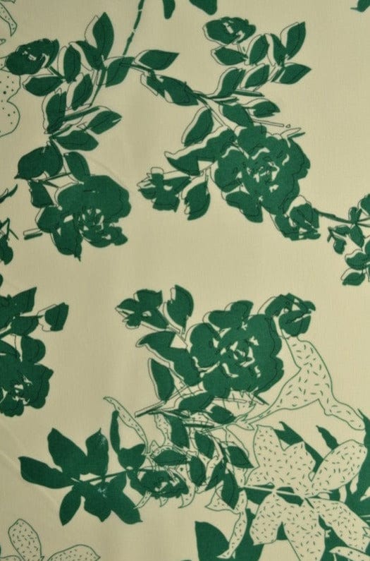 G&M Bomuldspoplin BOMULDSPOPLIN M. GRØNNE BLOMSTERSILHOUETTER