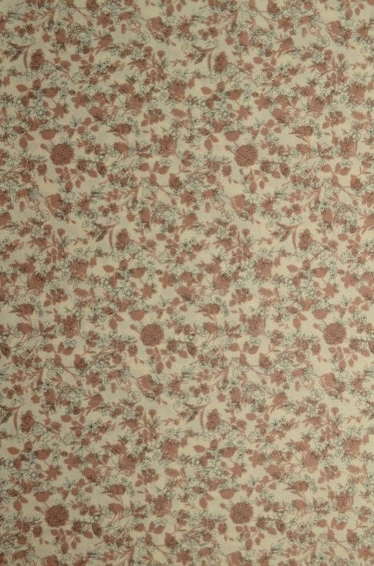 G&M Bomuldspoplin BRUN OG CREMEFARVET BOMULDSPOPLIN M. BLOMSTER