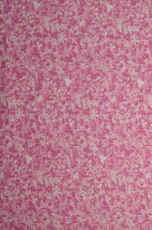 G&M Bomuldspoplin LYSERØD BOMULDSPOPLIN M. ENGBLOMSTER