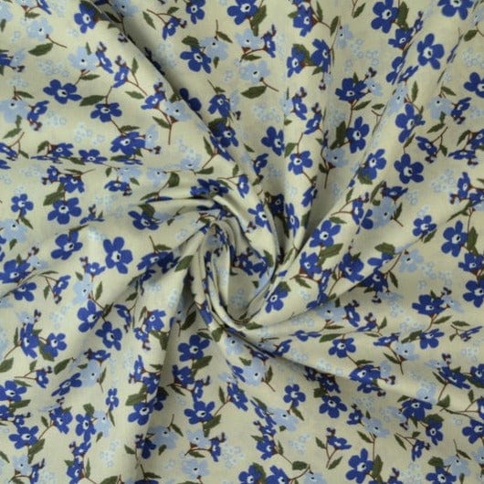 G&M Bomuldspoplin MINTGRØN BOMULDSPOPLIN M. BLÅ ANEMONER