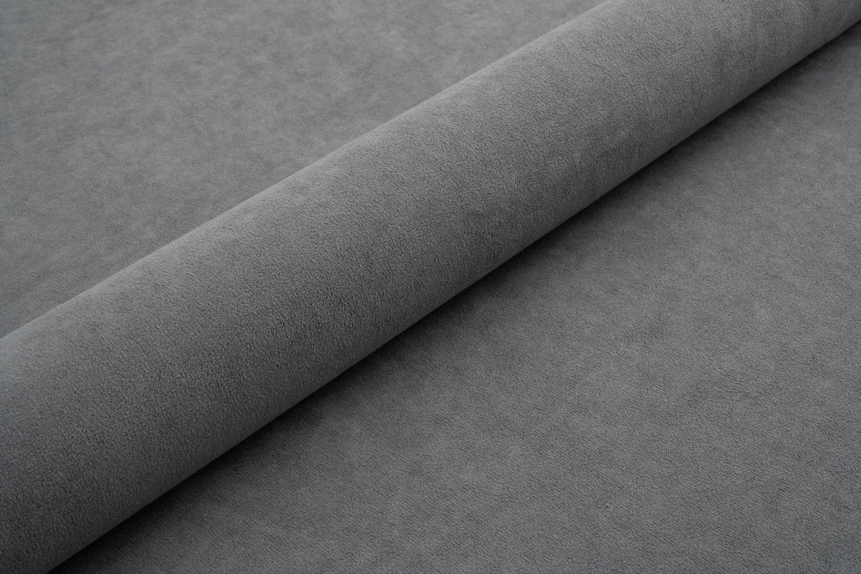 SKIFERGRÅ TYK MAT VELOUR MØBELSTOF MED FLEECEBAGSIDE