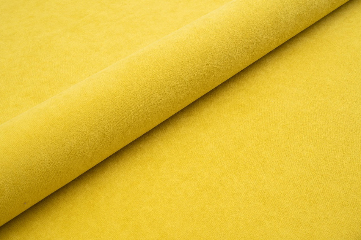 CITRONGUL TYK MAT VELOUR MØBELSTOF MED FLEECEBAGSIDE