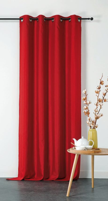 BRANDHÄMMANDE PANAMA GARDINTYG - RÖD