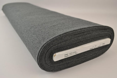 ANTRACIT MELERAD BOMULLSJERSEY – NATURLIG, ANDNINGSBAR & STRETCHIG