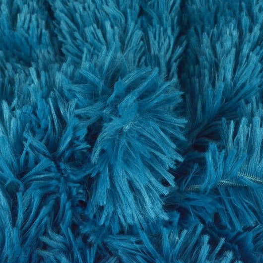 PETROLBLÅ LÅNGHÅRIG PLYSCH – 30 MM LUGG & TVÄRSGÅENDE STRETCH