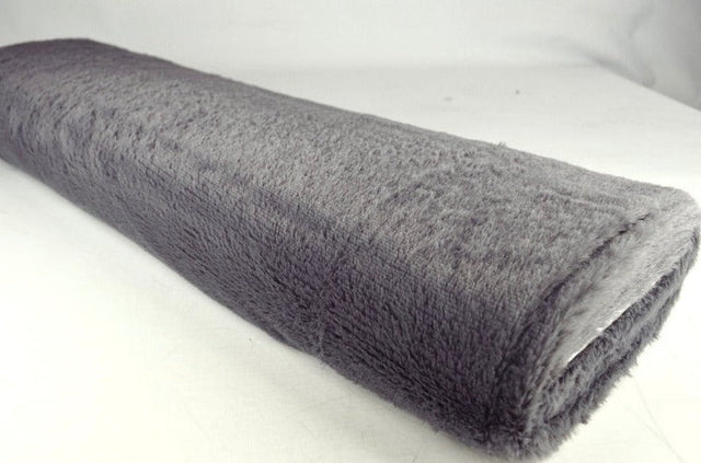 MÖRKGRÅ MJUK PLYSCH – 10 MM LUGG & TVÄRSGÅENDE STRETCH