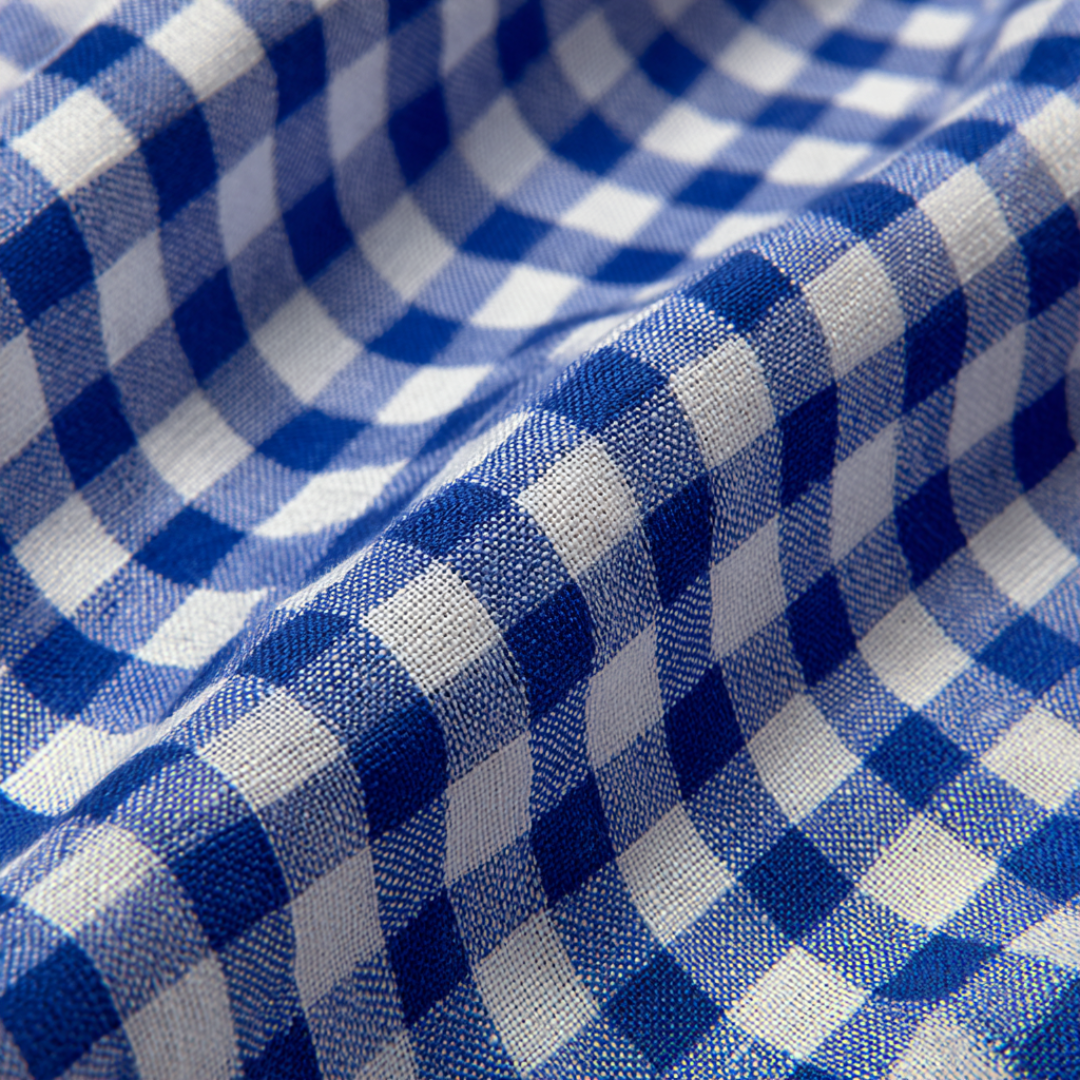 NAVY 6,5 MM GINGHAM RUTOR – OEKO-TEX BOMULL, LÄTT & ANDNINGSBART
