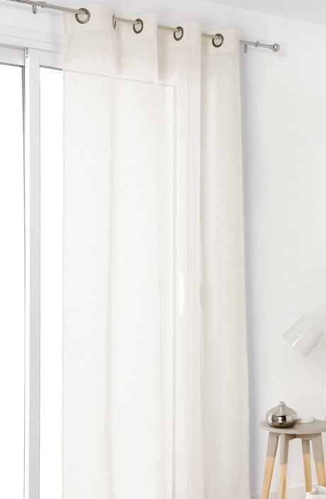 BRANDHÄMMANDE SEMI-TRANSPARENT NATURLIG GARDINTYG - BEIGE