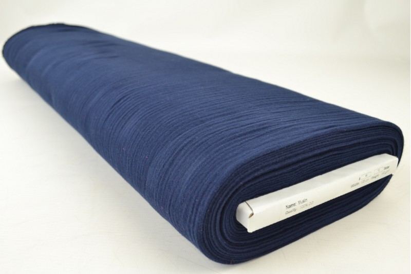 MARINBLÅ DOUBLE GAUZE MUSSLIN – MJUK & ANDNINGSBAR