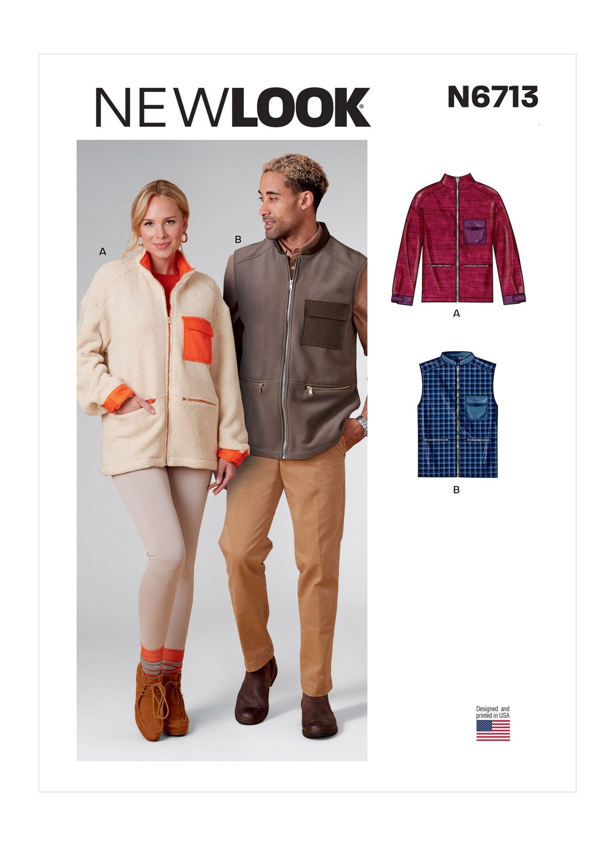 NEW LOOK SYMØNSTER TIL UNISEX LYNLÅSTRØJE ELLER VEST